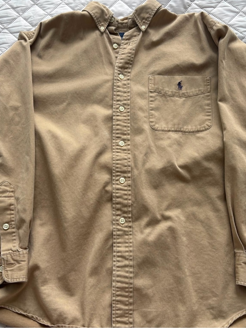 Polo by Ralph Lauren Tan Button-Down Shirt with Navy Pony